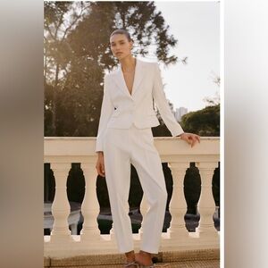 SATIN EFFECT HIGH WAIST PANTS OYSTER-WHITE . Size M